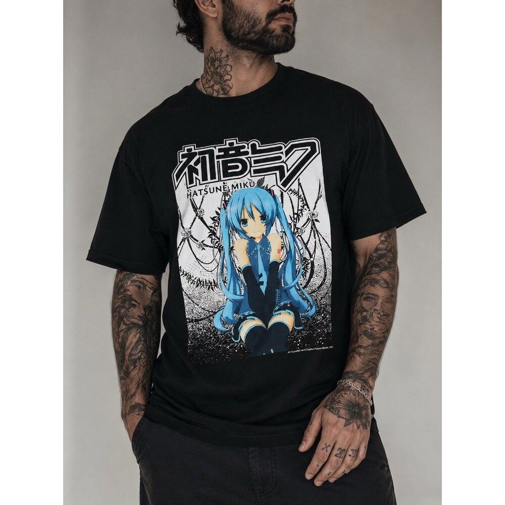 Hatsune Miku Anime T Shirt XL Black Vocaloid Manga Graphic Tee Zumiez